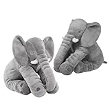Bluelander Kit de 2 Almohada para Bebé de Elefante, Textura Suave y Cómoda, Tela de Felpa, Gran Tamaño 60 cm, Juguetes...