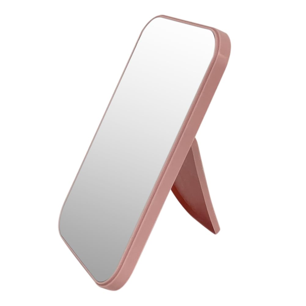 Travel Makeup Mirror, Foldable Adjustable HD Desktop Mirror, 7.8in*5.5in Pink