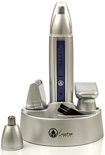 Creation Springs Rechargeable 3-in-1 Nose and Ear Hair Trimmer with Stainless Steel Attachments