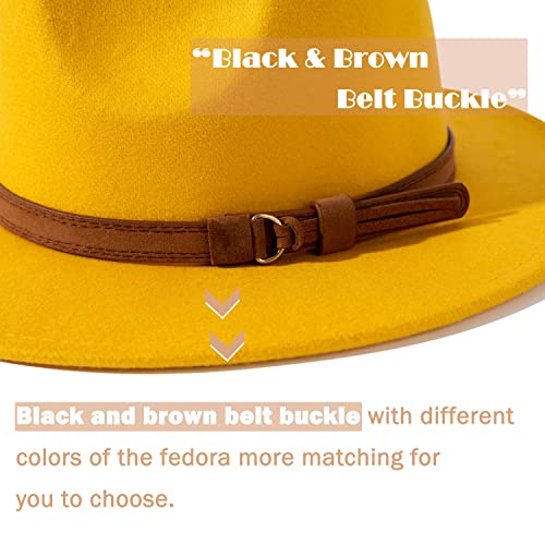 Image of Lisianthus Men & Women Vintage Wide Brim Fedora Hat | Classic Belt Buckle Decor, Adjustable Drawstring, Inner Breathable Sweatband, Timeless Style, Ideal for Travel & Daily