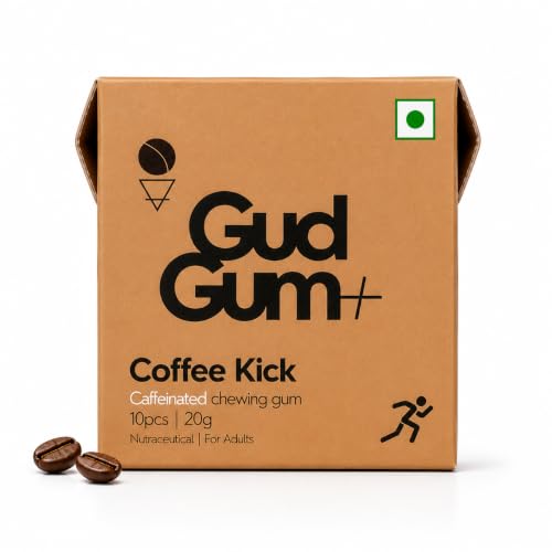 Image of Gud Gum Caffeine Gum Variety Pack with Xylitol - 4 Pack Assorted Flavors (Cola, Raspberry, Cold Coffee, Mint) - Sugar-Free, Fast-Acting Energy Gum for Focus, Alertness & On-the-Go Boost (Cold Coffee)