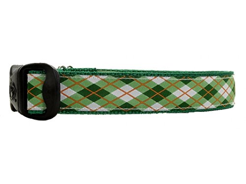 3 Dirty Dawgz Adjustable 1' Irish Argyle St. Patrick's Day Dog Collars for Medium Large and X-Large Dogs (Large 1' (17'-27' Neck))