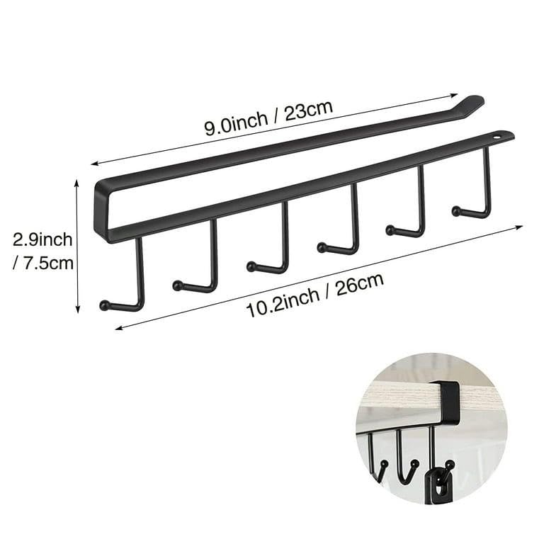 Image of 1 PCS 6 Metal Door Organiser Hook Hanger Under Shelf Kitchen Utensil Hanger Rack with 6 Hooks Wall Hanger Suitable for Room, Kitchen, Bathroom(ONLY Black).