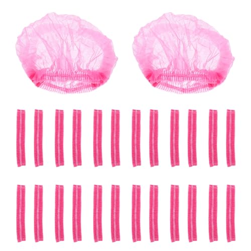 Veemoon Gorros Desechables de Malla No Tejida Cabello 21 Pulgadas Color Rosa 100 Unidades Redecillas Transpirables para Sectores Alimentario Hospitalario y Belleza