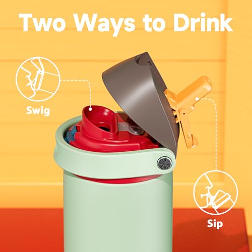 Image of 24 oz Insulated Water Bottle with Straw: Meoky Stainless Steel Metal Water Bottle with 2-in-1 Lid - Leak Proof, Cold for 24 Hours, Protective Silicone Base, BPA-Free for Sports Travel Car, Boneyard