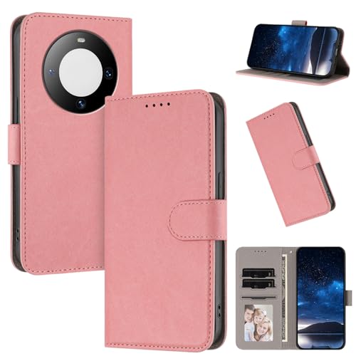Rfvzubemok Compatible with Huawei Mate 60 Pro 5G,Compatible with Huawei Mate 60 Pro 5G Flip Kickstand Magnetic Closure Wallet Phone Case Pink