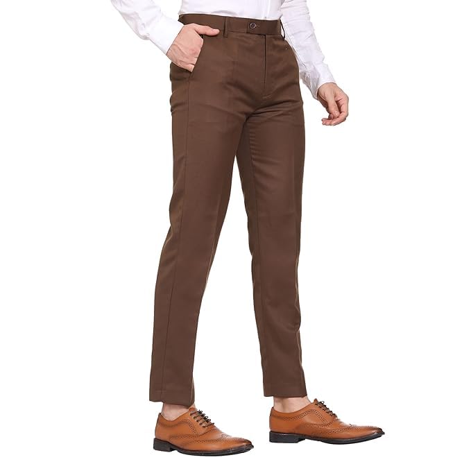 Image of Formal Pant for Men. Regular Fit, Lightweight, Flat Front, Premium Cotton Polyester Blend Fabric. Office, Party and Casual Wear. Non Stretchable.