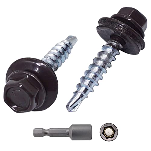 (Pack of 250 pcs) Metal Roofing Screws, 4.8 x 35 mm Painted Self-Drilling Screws With EPDM Washers