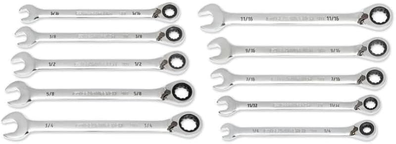 10 Piece 90T SAE Reversible Ratcheting Wrench Set | 86658