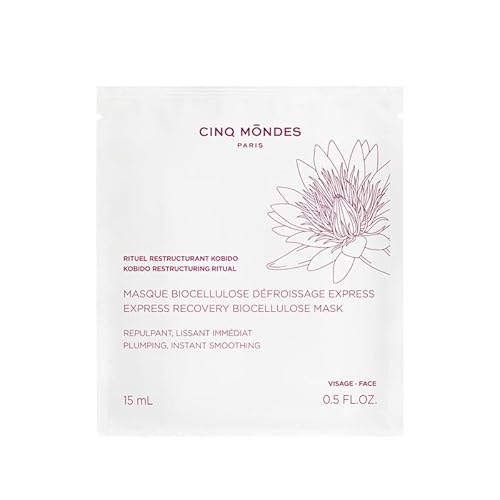 CINQ MONDES Express Recovery Biocellulose Mask, 5 Masks- Immediate Skin Plumping And Smoothing - With Hyaluronic Acid, Niacinamide And Aloe Vera