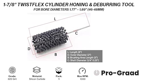 Image of 1-7 /8 inch 320 Grit Silicon Carbide TwistFlex Cylinder Hone 46-48mm | Bores 1.77 inch-1.89 inch for KX85 2001-18, RM85 2002-18, KTM85 SX 2003-18, YZ85 2002-18, CR80F 2004-09, CR85R 2003-07 YZ80 1982-2001