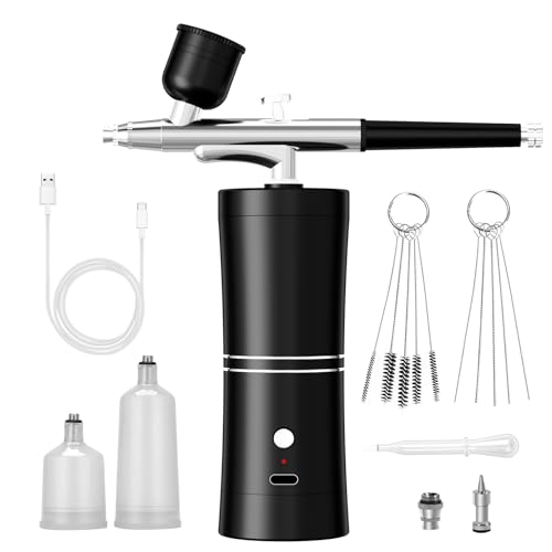 Airbrush Kit With Compressor Portable Airbrush Air Brush Kit with Air Compressor Airbrush for Nails Airbrush Compressor High Pressure Nail Airbrush Machine Handheld Mini Air Brush Kit (Black)