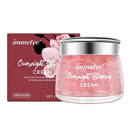 Immetee Night Cream, Anti Aging Super Hydrating Sleeping Mask, Nourishes Delicate And Firm Skin For Sensitive & Dry Skin Facial Care (Cherry Blossoms) 150G #TOP1