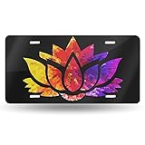 License Plate Colorful Lotus Decorative Car Front,Metal Car Plate,License Plates,Vanity Tag,Aluminum