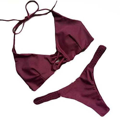 Preisvergleich Produktbild Xinan Bikini Set Damen Push-up BH Brazilian Badeanzug (S, Rot)