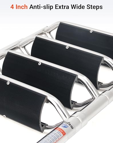 image for Mojiate 4-Step Heavy-Duty Stainless Steel Pontoon Boat Ladder with Ext