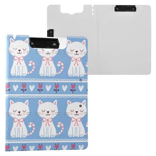 A4 クリップファイル バインダー ファイル クリップボード フォルダー 猫柄 可愛い 青色 かわいい 書類入れ ファイルフォルダー 収納 薄型