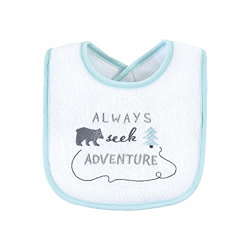 Image of Hudson Baby Unisex Baby Cotton Terry Drooler Bibs with Fiber Filling, Boy Gray Woodland, One Size