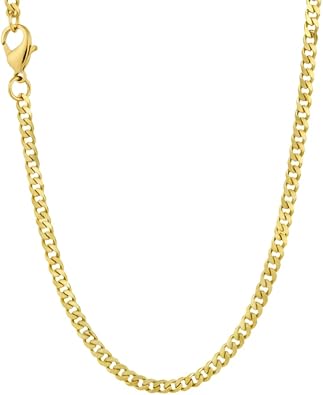 SHOP WGS 14K Solid Gold Cuban Link Chain Necklace for Men & Women - Diamond Cut Italian Real 14K Yellow Gold Curb Chain Necklace for Men with Lobster Claw Clasp Jewelry 2 MM, 22"