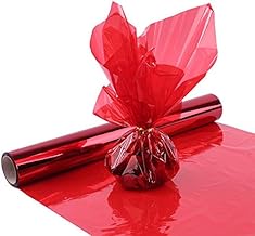 Morepack Red Cellophane Wrap Roll, 16 Inch x 100 Ft Translucent Colored Cellophane Wrapping Paper for Gift Baskets, DIY Arts Crafts Decoration and More