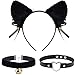 ZEEREE Orecchie da Gatto Cerchio per Capelli , Catwoman Cosplay Kit Travestimento Gatto,per Costume Giochi Addio al Nubilato Compleanno Festa per Bambini Adulti (J04)