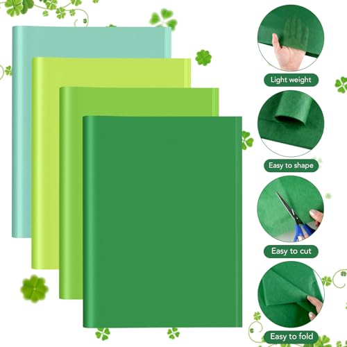 NACHLYNN 54 Sheets Green Tissue Paper Bulk Saint Patrick's Day Gift Wrapping Paper 14 x 20 inch Art Paper Crafts for Christmas Wedding Holiday Birthday Party Crafts Decorations - Thumbnail 3