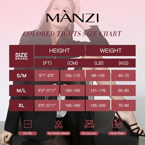 Image of MANZI Women's Solid Color Semi Opaque Footed Tights Soft Stretch Pantyhose