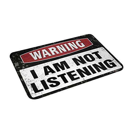 Tapis de gel Warning I'm Not Listening anti-saleté pour porte entrée extérieure - 6