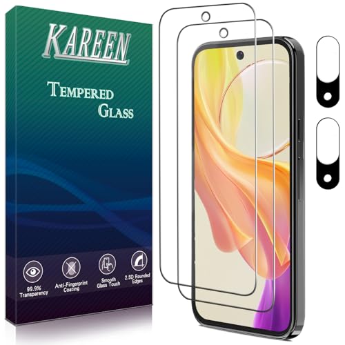 KAREEN 2+2 Pack Screen Protector for Google Pixel 9 Tempered Glass Flim with Camera Lens Protectors...