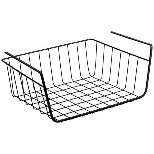 Ganydet Under Shelf Basket, Hanging Cabinet Shelf Under Shelf Storage, Hanging Basket shelves for Under Desk Storage Pantry Kitchen Organizer Clothes Can Snacks Spice Plate, 12.2
