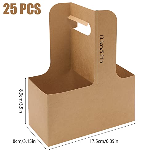 Becherträger Pappe Kaffee Getränkehalter Getränketräger 25 Stück Kraftpapier 2 Tassen für Lebensmittel, zum Herausnehmen, Bar, Restaurant, Café, Zubehör, passend für die meisten Getränkebecher