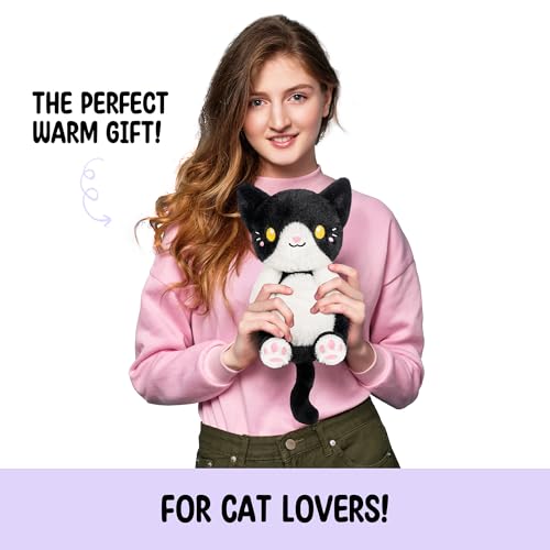 Image of Tuxedo Cat Microwavable 1.5 lbs Unscented Heating Pad for Women and Kids- Cute Soft Cozy Pillow Plush Heatable Warm Stuffed Animals - Kawaii Hot and Cold Plushie - Tuxedo Cat Gifts for Girls and Women