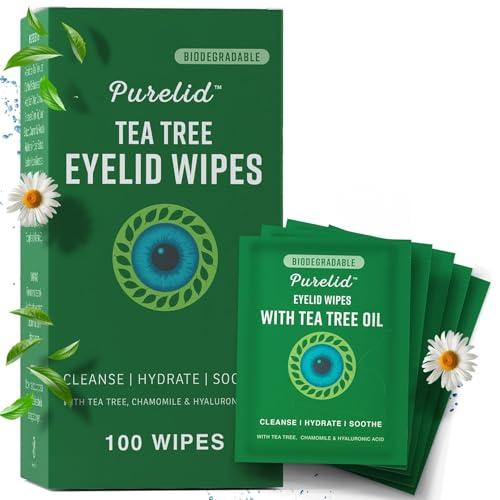 PURELID 100Pcs Tea Tree Eyelid Wipes – Tea Tree...