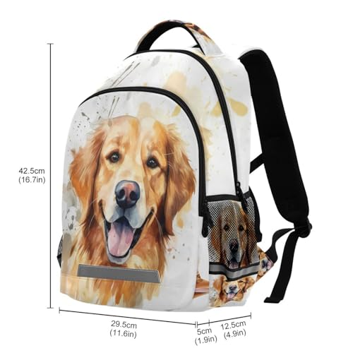 ALAZA Cute Dog Watercolor Golden Retriever Backpacks Travel Laptop Daypack School Book Bag for Men Women Teens Kids3