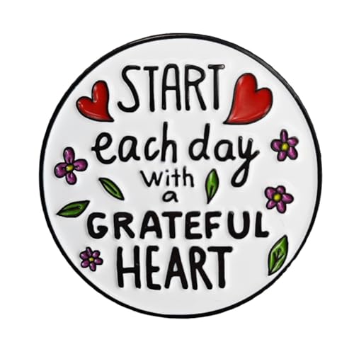 Image of Enamel Pin Start Each Day With a Grateful Heart Grateful Enamel Pin Day of Prayer Lapel Pin Thanksgiving Gift for Women Men Kids