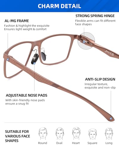 JM Al-Mg Metal Blue Light Blocking Glasses Men Women Anti Blue-Light Computer Glasses, Relieve Eyestrain and Eye Protection Coffee — view 3