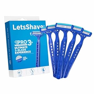 LetsShave Pro 3 Plus Disposable Shaving Razors, Pack of 5, Manual Triple Blade Razor for Men