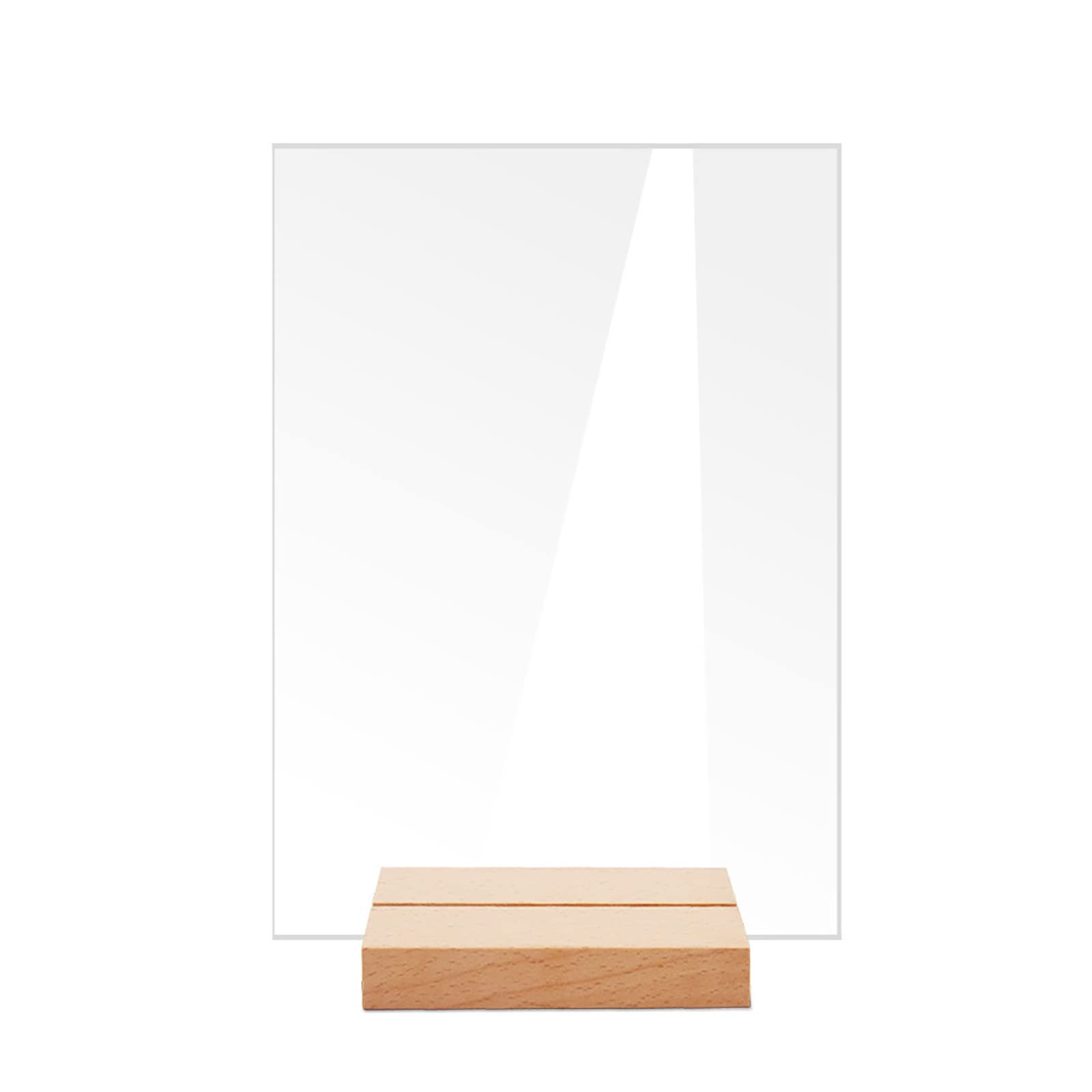 Acryl-Schild, blanko, Hochzeitsempfang, transparente rechteckige Tischnummernschilder mit Holzsockel, Tischnummernständer, für Hochzeit, Empfang, Veranstaltung, Party-Tischnummern ( Color : S , Size :