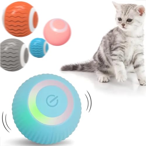 Bola Inteligente Brinquedo de Silicone Para Gato Pet Giratória 360º Interativa (Azul)