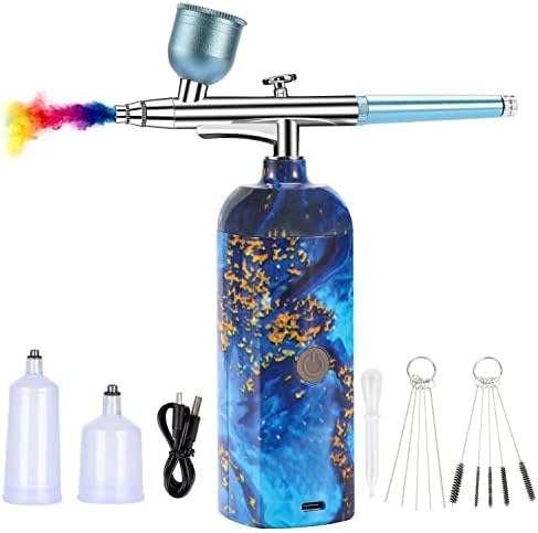 Cordless Airbrush Kit Birthday Day Gifts Portable Air Brushes Gun Set for Painting Makeup Cake Decorating Nails Art Model Coloring Rechargeable Handheld Air Brush with Cleaning Kit
