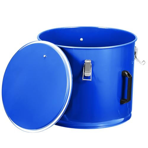 PioneerWorks Fryer Grease Bucket, 10 Gal Fryer Oil Bucket with Lid, Oil Disposal Caddy, Coated Carbon Steel Oil Filter Pot with Rust-Proof Coating, Oil Transport Container with Lock Clips, Filter Bag
