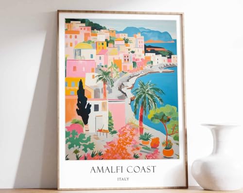 Poster Italie Côte Amalfitaine pour habiller un grand mur vide toile A0 sans reflets
