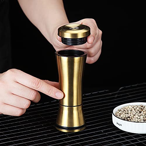 Kyraton Gold Salt And Pepper Shakers, Titanium Plating Stainless Steel Salt And Pepper Grinders Refillable Pepper Grinder, Pepper Mill, Salt Grinder, Salt Shaker, Salt Pepper Shaker Set Of 2 #TOP2