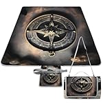 Picnic Mat Beach Blanket, Magical Design Norse Runes Compass Printed Picnic Blankets Waterproof Foldable Extra Large,Square Picnic Mat,for Hiking Travelling Outdoor Camping,Parks