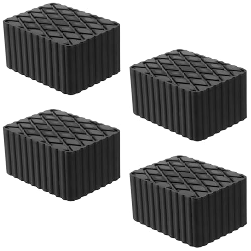 Racewill Paquete de 4 almohadillas de goma sólida para elevación automática, almohadilla espaciadora antideslizante para elevadores de coche, gatos y estantes, capacidad de carga de 3000 libras, 6-1/3