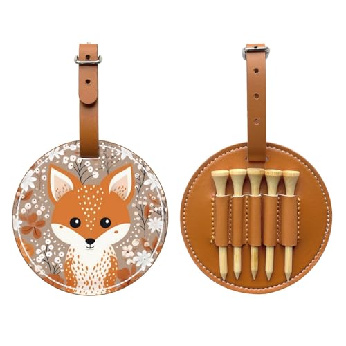 Happy Fox Brown Printed Golf tee Storage Bag - Portable Design, Easy to Organize tee