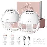 NCVI Hands-Free Breast Pump, Wearable Breastfeeding Pump with 300mmHg Strong Suction, 1400mAh Long Battery, Ultra-Quiet Portable Electric Pump with 4 Modes & 9 Levels, 19/21/24mm, 2-Pack, White