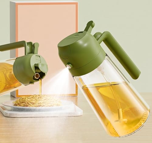 Image of Carrot 2-in-1 Glass Oil Dispenser and Sprayer Bottle for Kitchen (500ml) | Premium Spray & Pour Bottle | Food-Grade Leakproof Oil Cruet for Cooking, Air Fryer, Salad, Baking Color May Vary