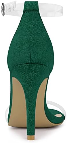 Allegra K Women's Open Toe Clear Ankle Strap Stiletto Emerald Green Heel Sandals 10 M US | Image 2