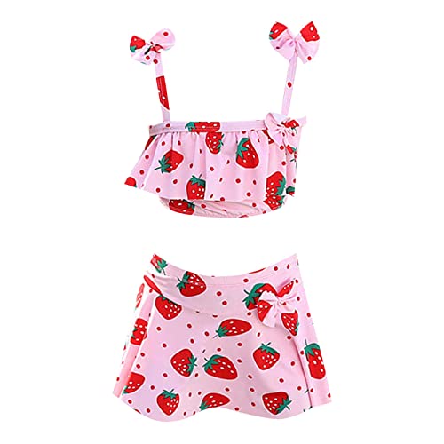 Girls's Swimsuit Tow Rainbow Bikini Swimsuit for 3 to 14 Years Swimming Pool Hot Spring Toddler Long